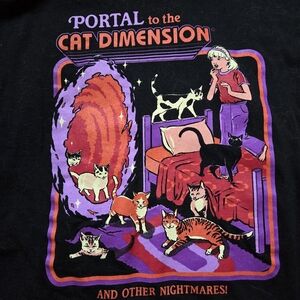 Threadless Hot Topic Steven Rhodes Black and Purple Cat Dimension T-Shirt